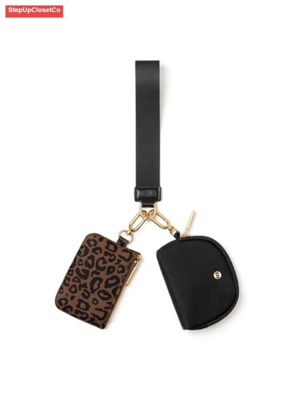 Dual Pocket Keychain Wallet Wristlet - Detachable Coin Purse - Nylon Water